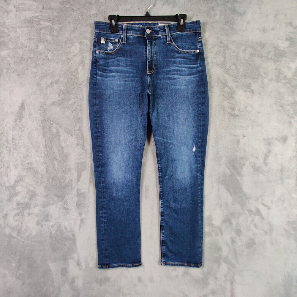 AG Adriano Goldschmied Jeans Women 30 Blue Mari Crop Straight High Rise Denim